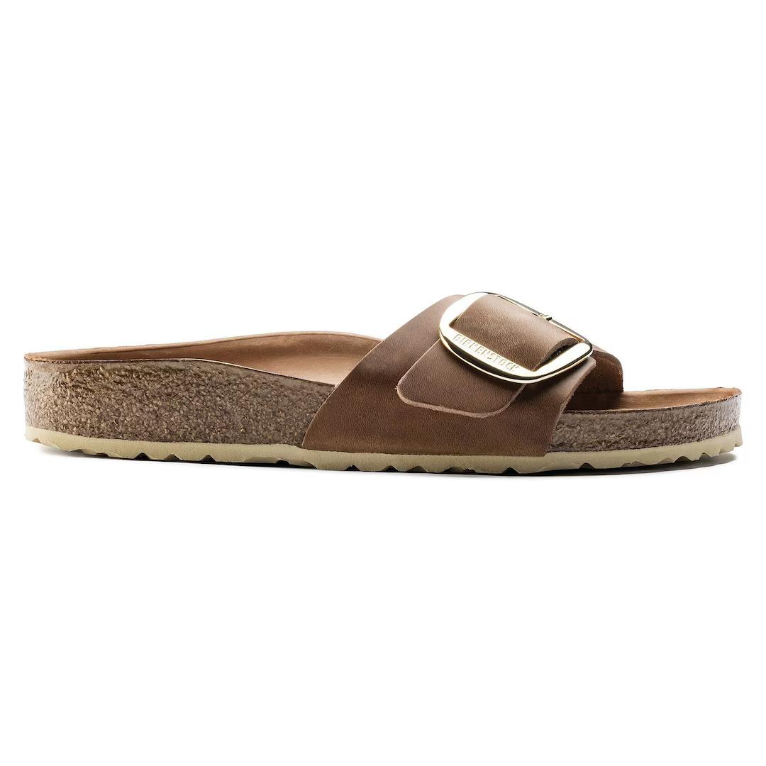 Birkenstock ciabatta donna a fascia in pelle oliata cognac
