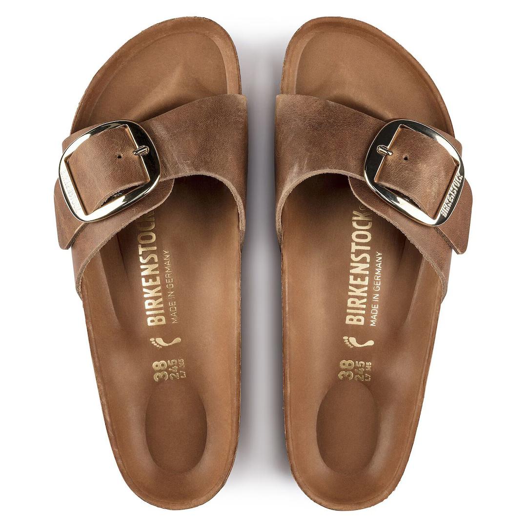 Birkenstock ciabatta donna a fascia in pelle oliata cognac