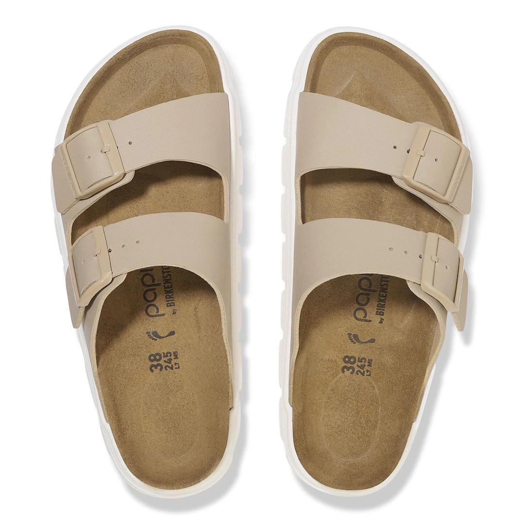 Birkenstock ciabatta donna pap chunky in birko flor sabbia con fondo platform