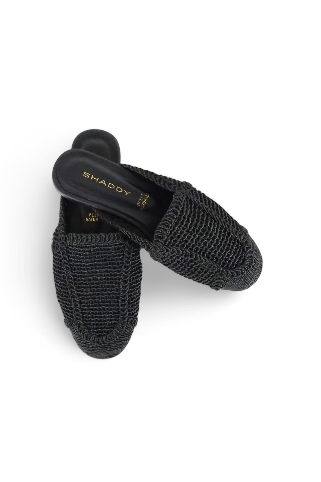 Shaddy sabot donna in tessuto macramè nero