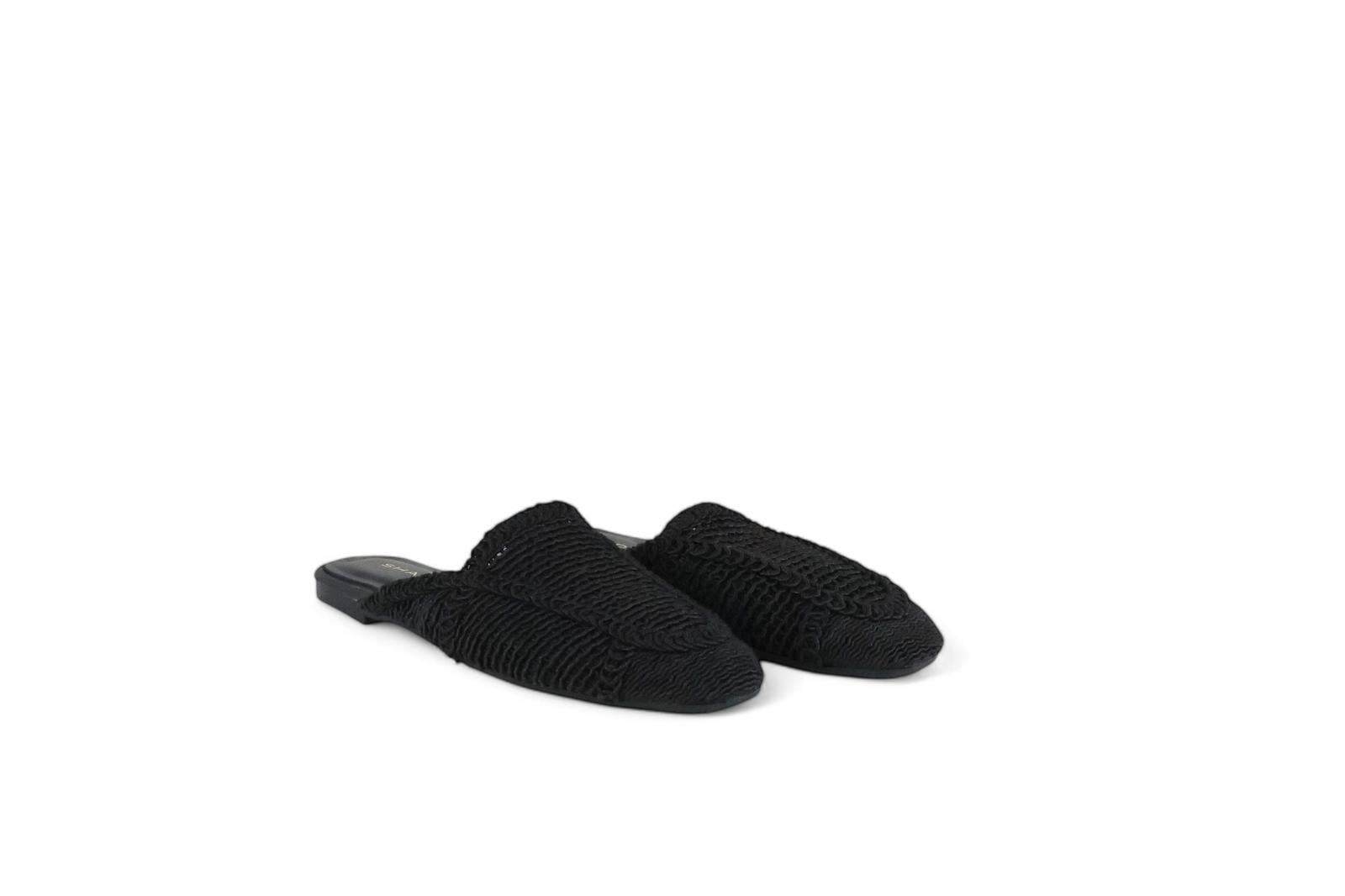 Shaddy sabot donna in tessuto macramè nero