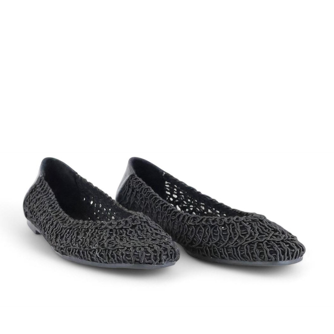 Shaddy ballerina donna in tessuto macramè nero