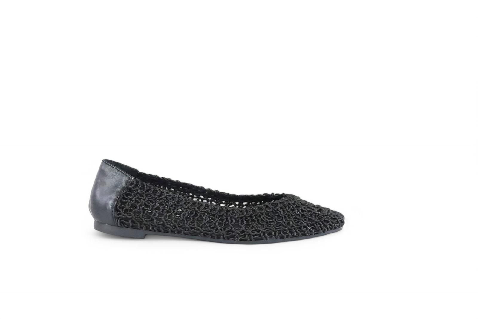Shaddy ballerina donna in tessuto macramè nero