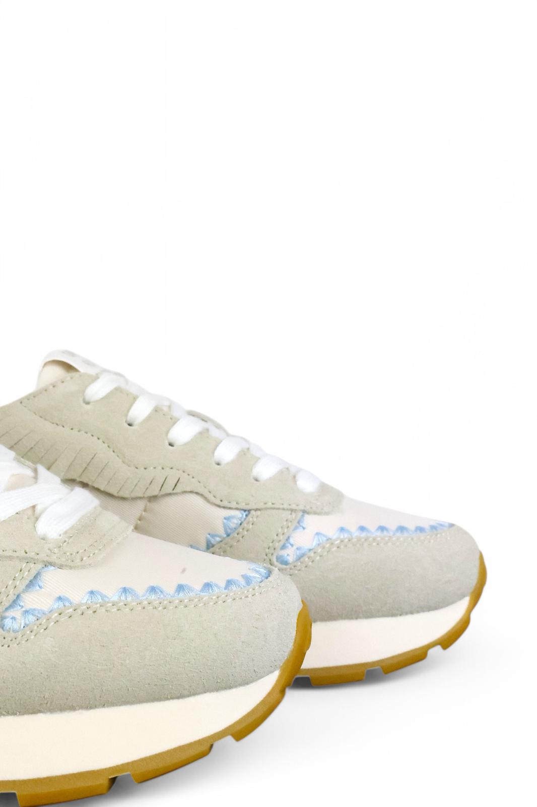 SUN68 sneaker donna stile etnico in suede bianco e panna