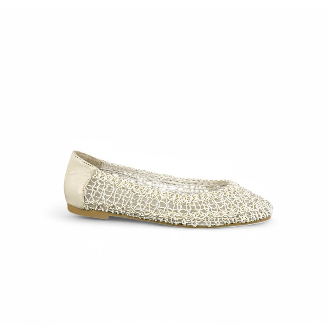 Shaddy ballerina donna in tessuto macramè beige