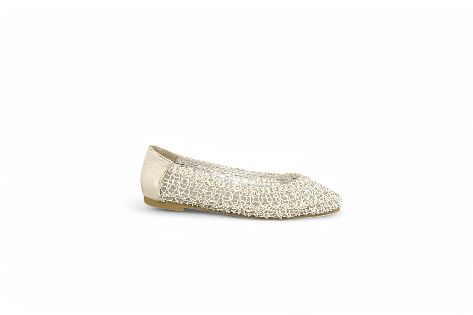 Shaddy ballerina donna in tessuto macramè beige