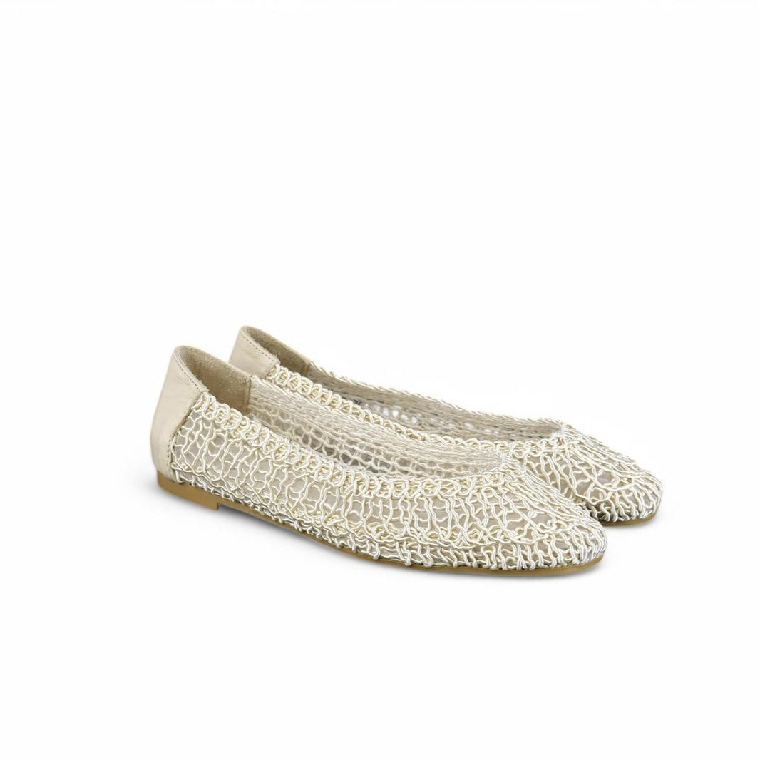 Shaddy ballerina donna in tessuto macramè beige
