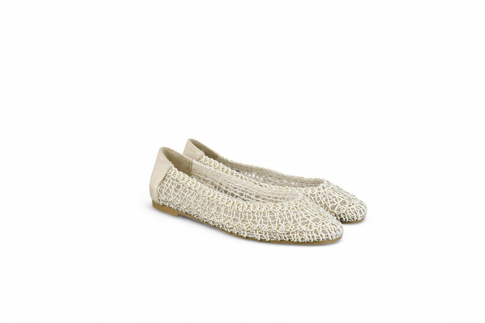 Shaddy ballerina donna in tessuto macramè beige
