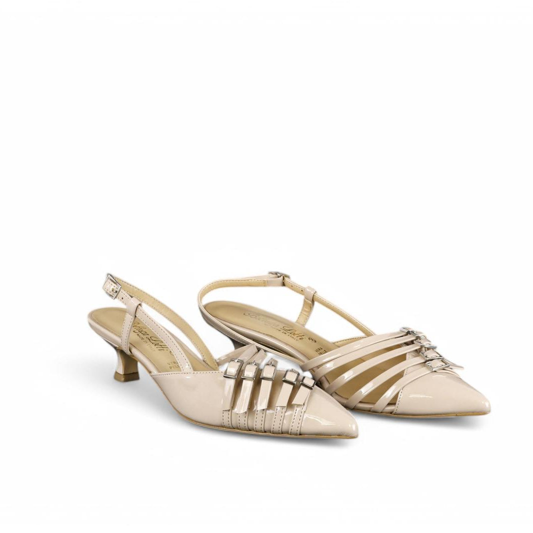 Bottega Lotti slingback donna in vernice nude con fibbiette