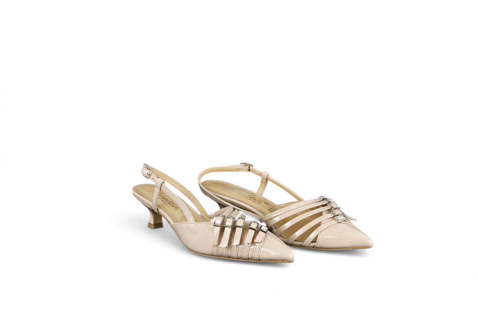 Bottega Lotti slingback donna in vernice nude con fibbiette