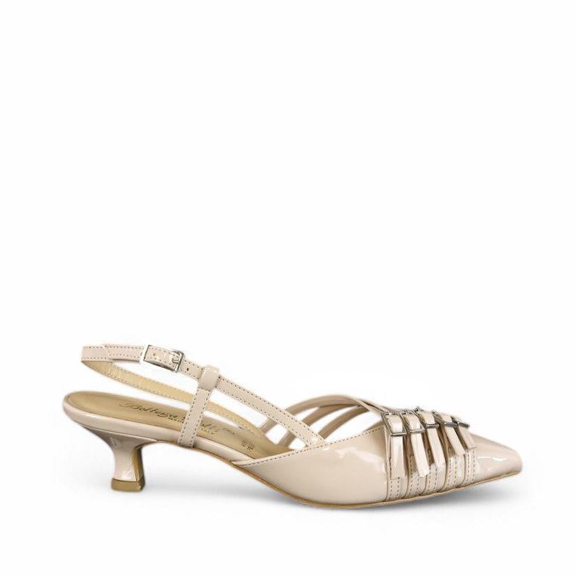 Bottega Lotti slingback donna in vernice nude con fibbiette