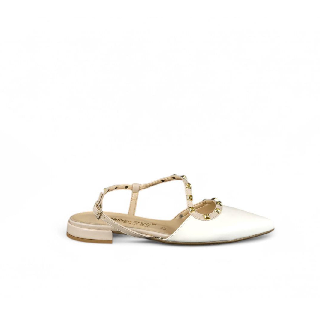 Bottega Lotti chanel donna in eco pelle nude con borchie oro
