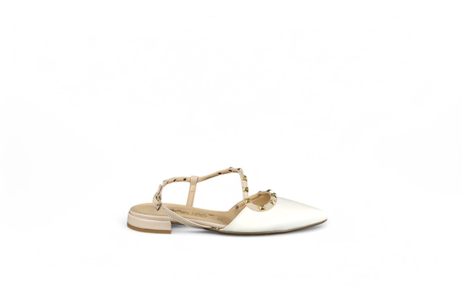 Bottega Lotti chanel donna in eco pelle nude con borchie oro