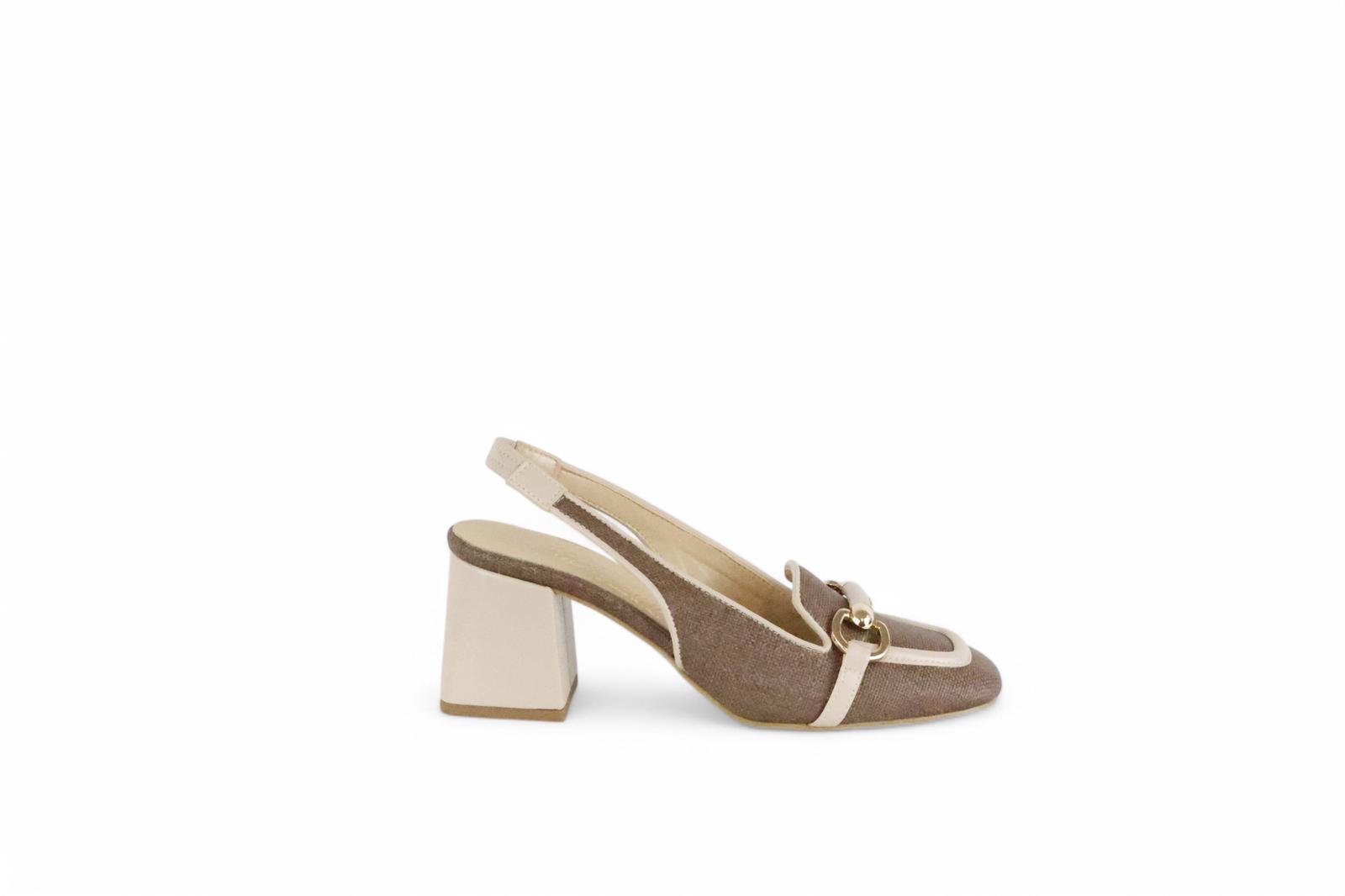 Bottega Lotti slingback donna in rafia rifinito in ecopelle con morsetto fasciato