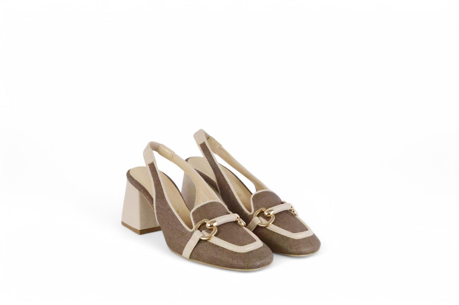 Bottega Lotti slingback donna in rafia rifinito in ecopelle con morsetto fasciato