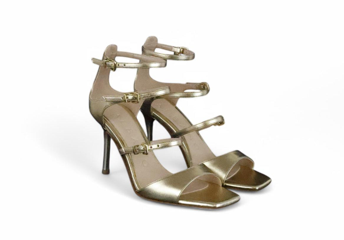 Albano sandalo donna metalizzato oro modello gladiatore con fibbiette