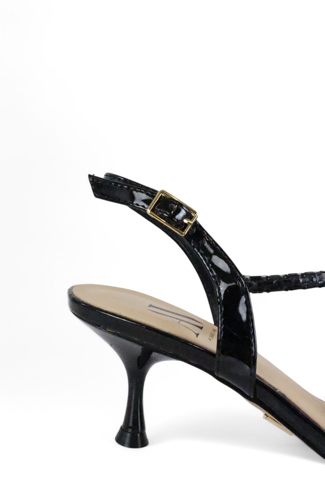 Albano Vanity sandalo nero donna in vernice con laccini con specchietti e strass