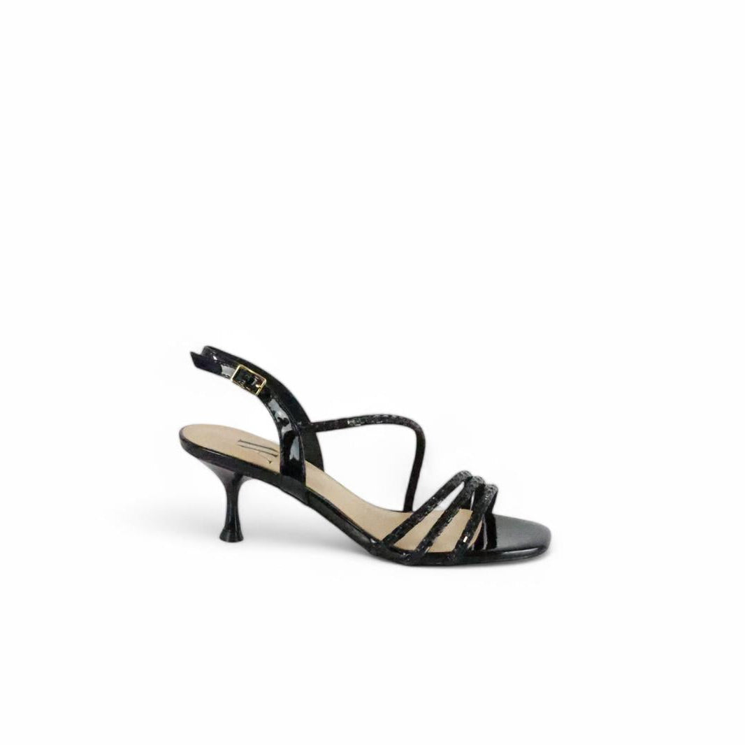 Albano Vanity sandalo nero donna in vernice con laccini con specchietti e strass