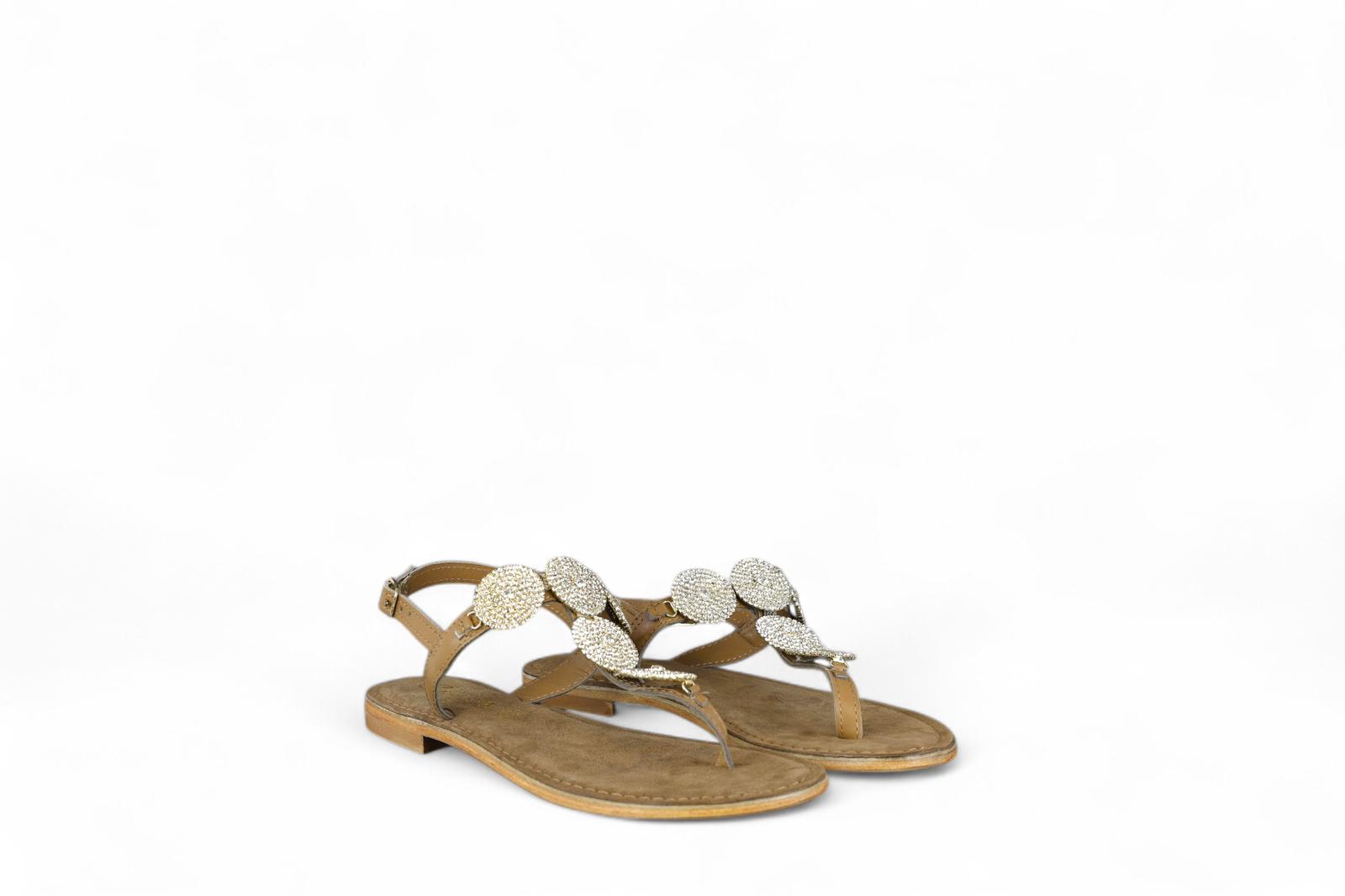 Cristin sandalo infradito donna in suede e pelle con dettagli cerchi gioiello