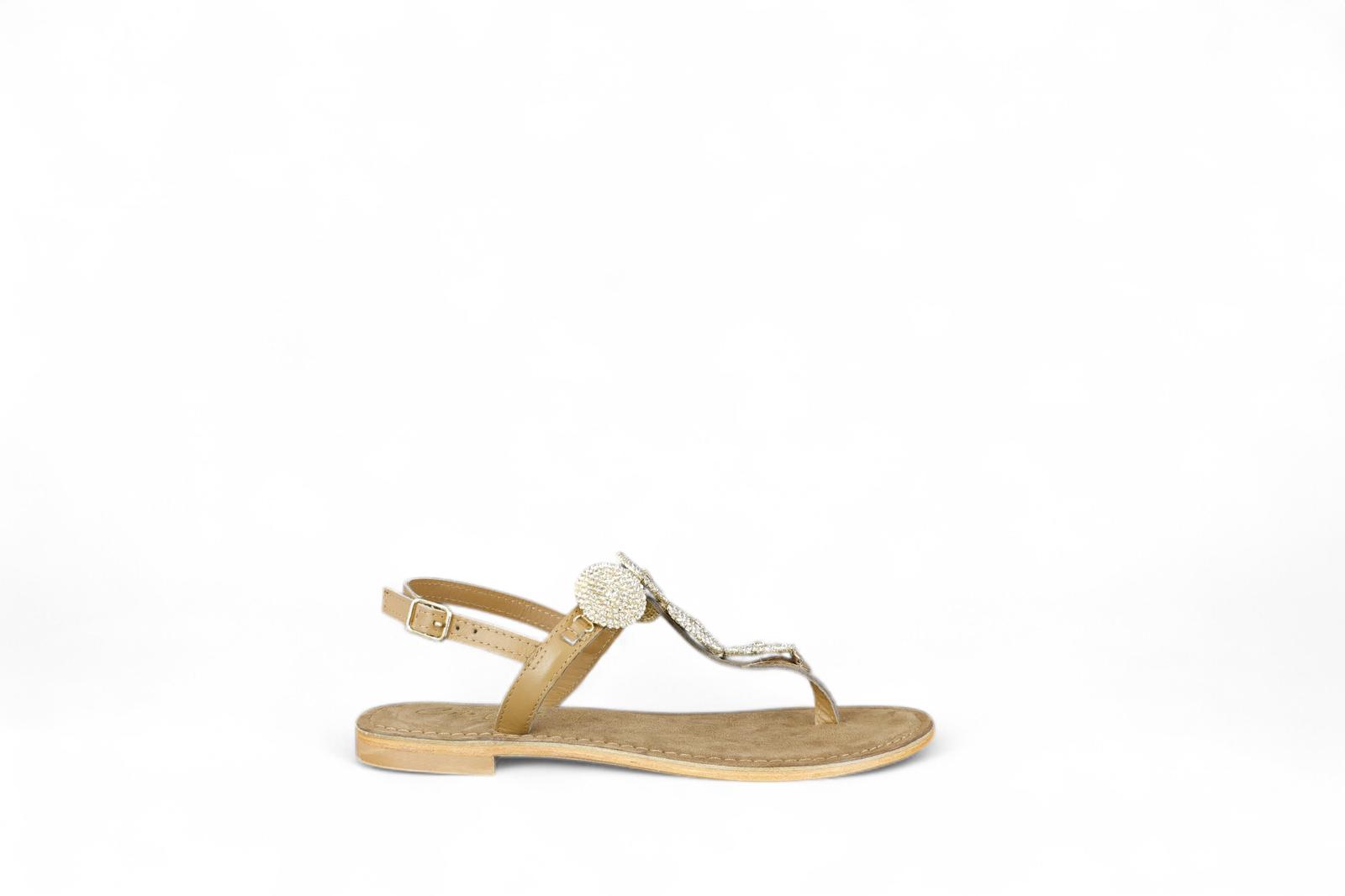 Cristin sandalo infradito donna in suede e pelle con dettagli cerchi gioiello
