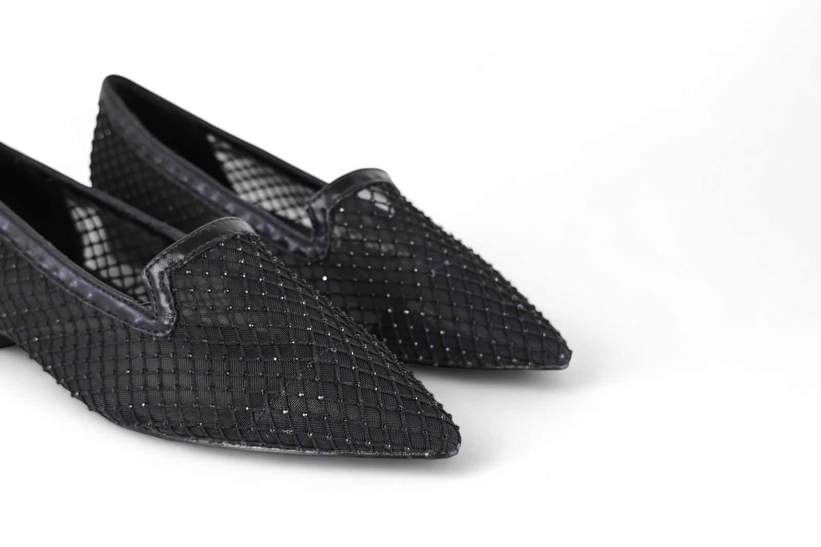 Cristin slipper donna in rete nera con strass