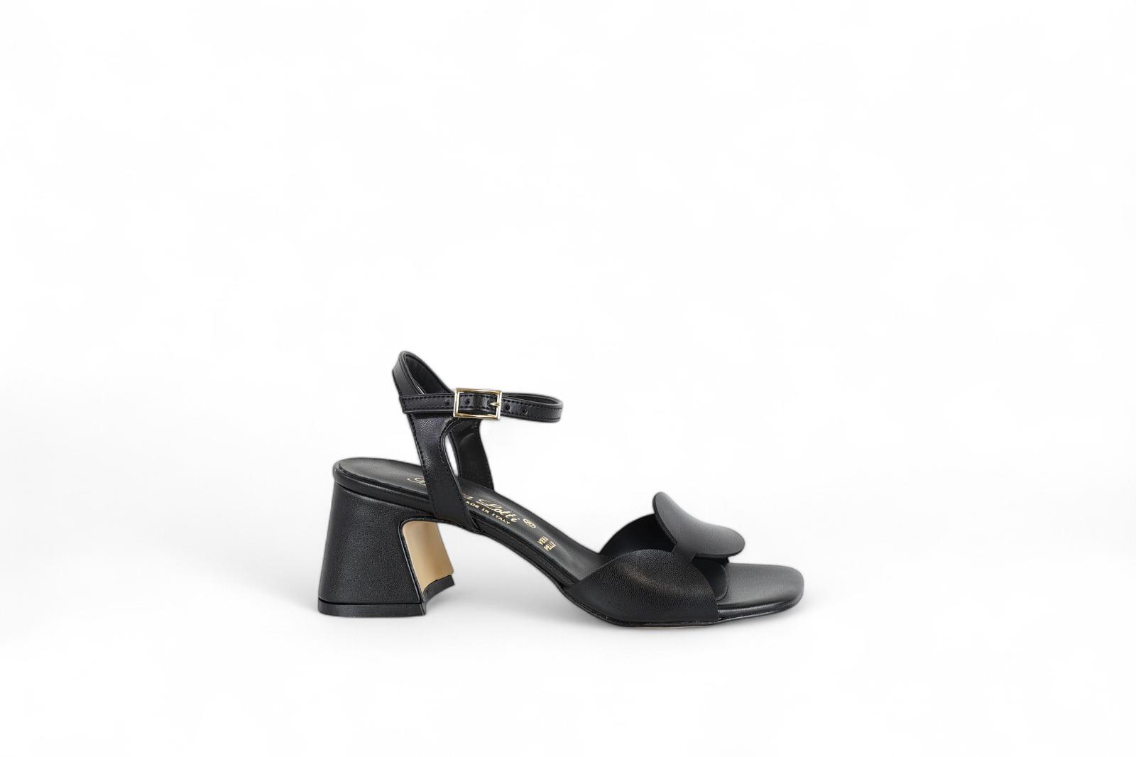 Bottega Lotti sandalo donna in ecopelle nero con cerchi