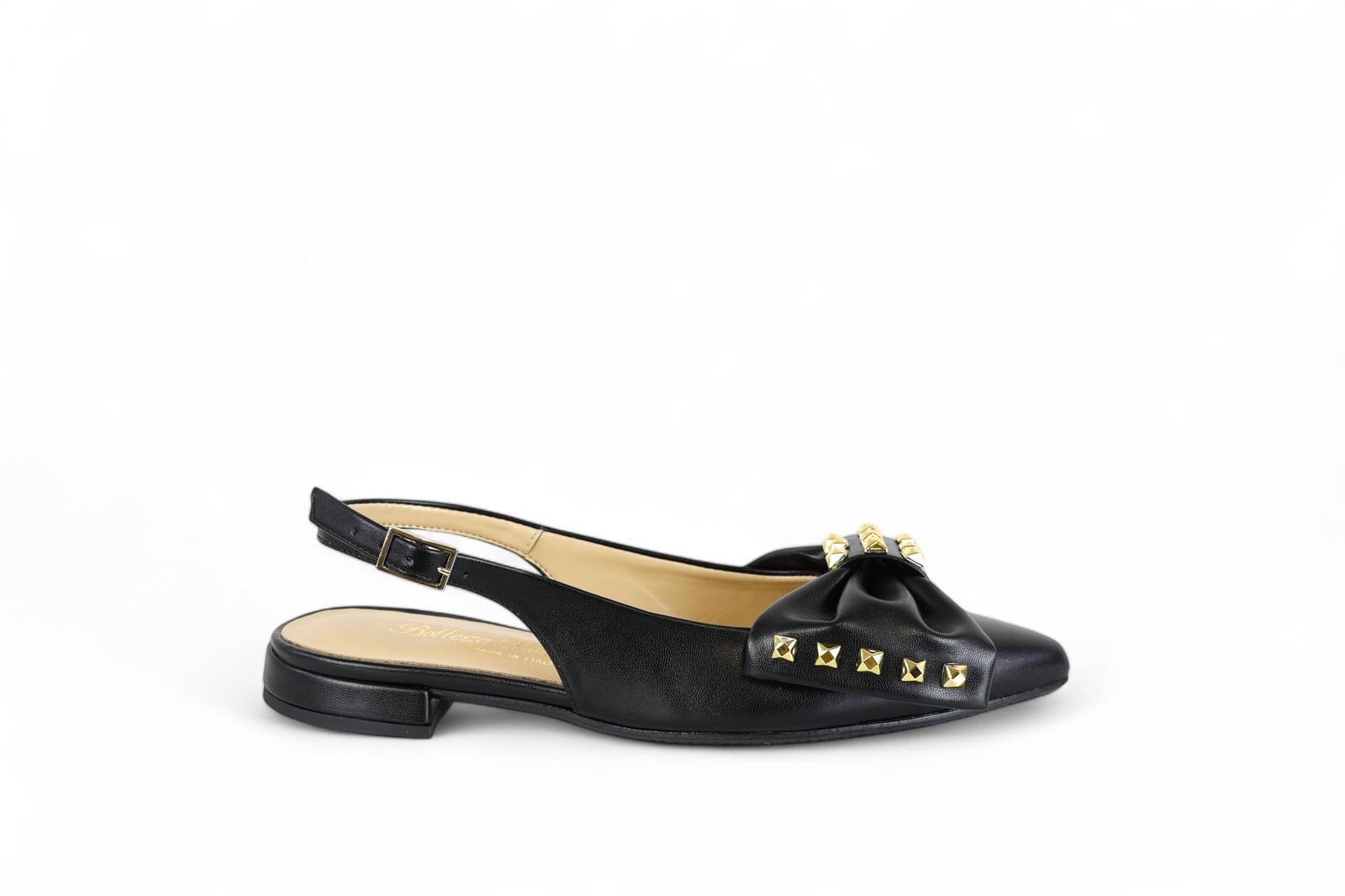 Bottega Lotti chanel donna nero con fiocco e borchie oro