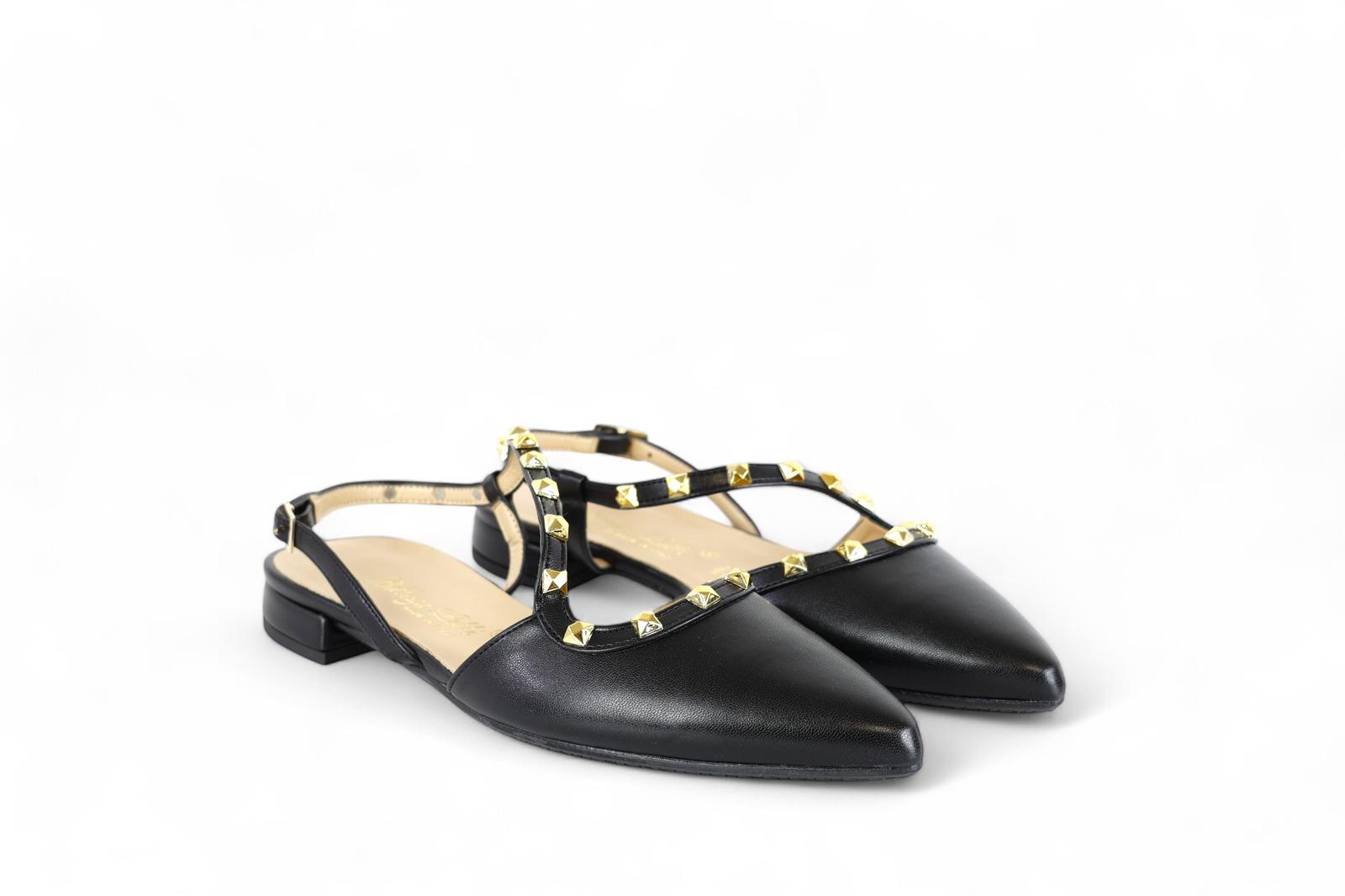 Bottega Lotti chanel donna in eco pelle nero con borchie oro