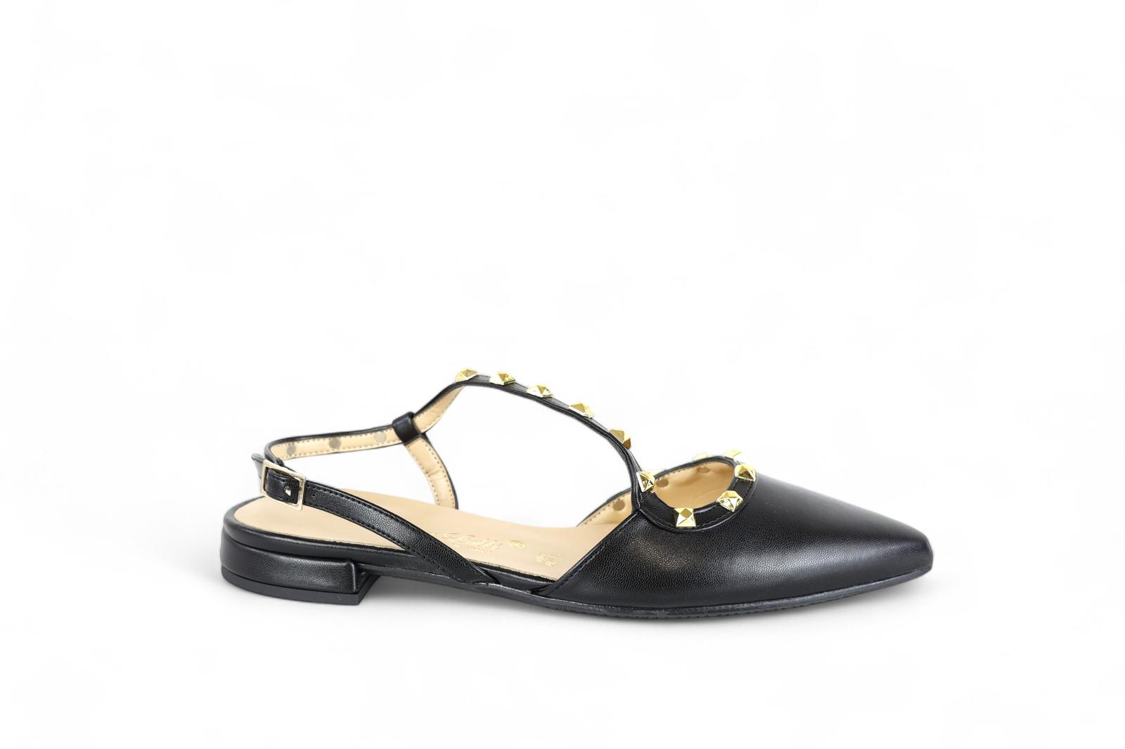 Bottega Lotti chanel donna in eco pelle nero con borchie oro