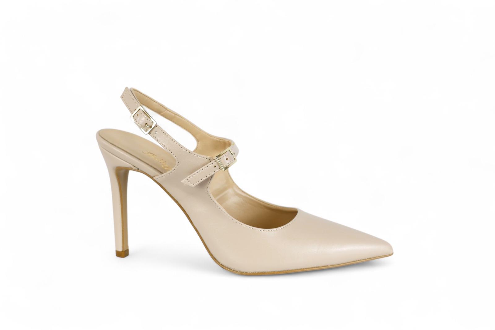 Bottega lotti chanel donna ecopelle nude con laccetto tacco 9 cm