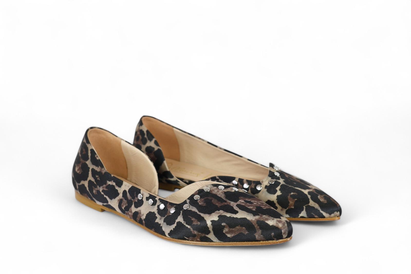 Ballerina in tessuto jungle con dettagli borchie argento