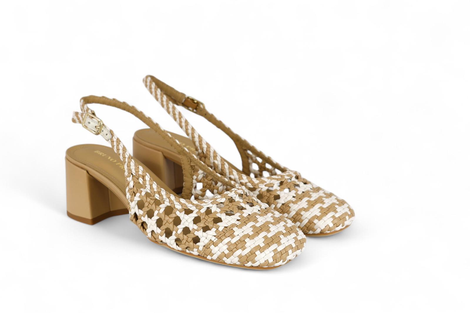 Bruno Premi chanel donna intrecciato bicolore marrone e bianco