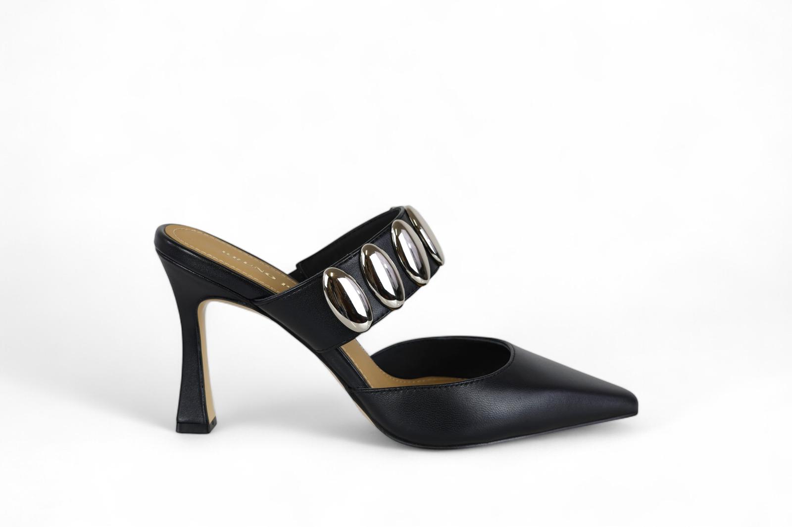 Bruno Premi sabot donna in pelle nera con borchie