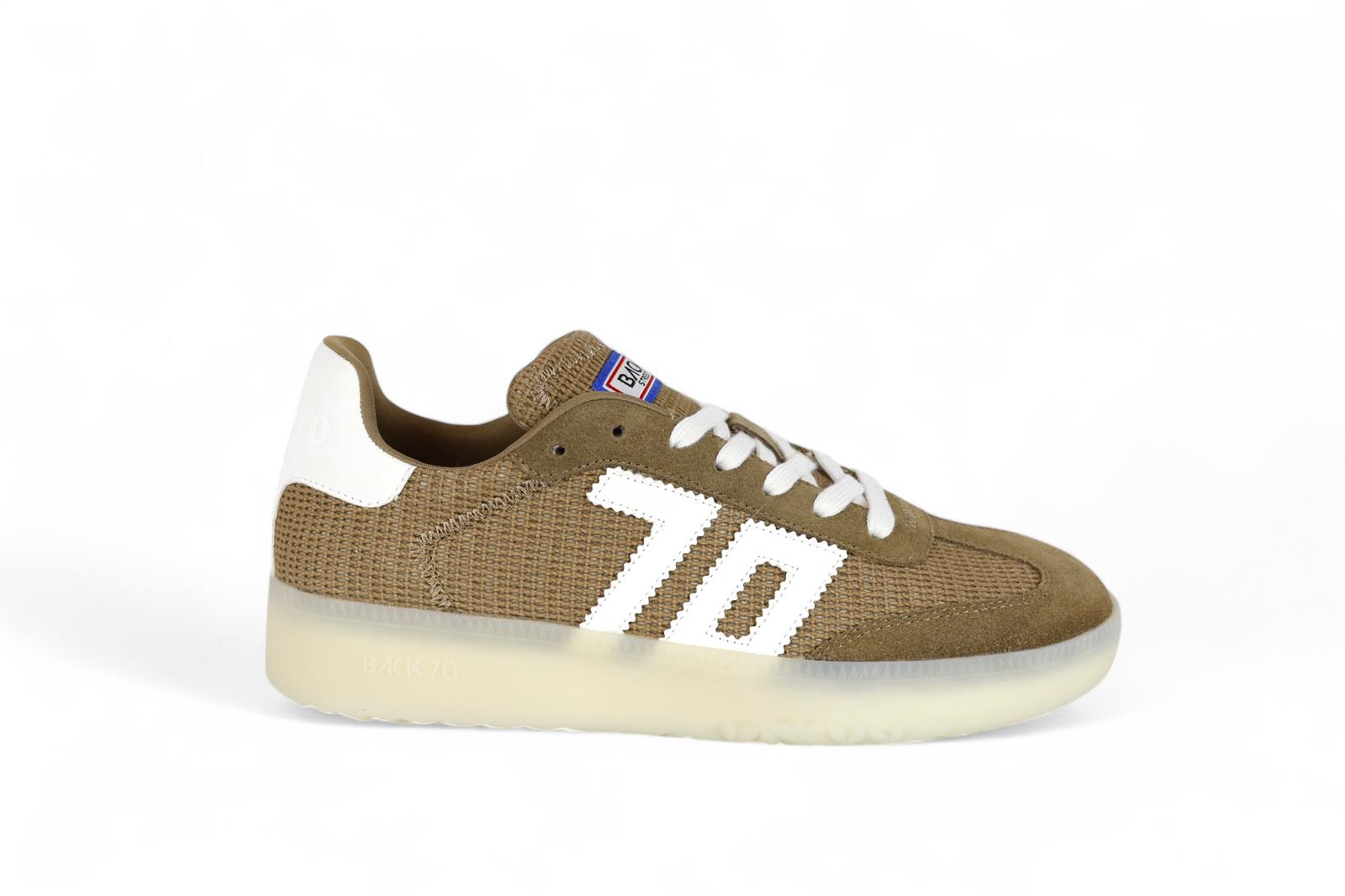 Back 70 sneakers donna platform in sacco beige e dettagli in suede e pelle.