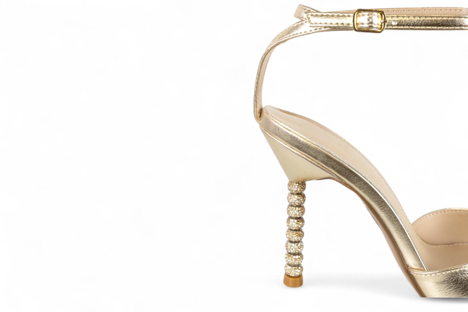 Exé sandalo donna in ecopelle gold con dettagli strass nel tacco