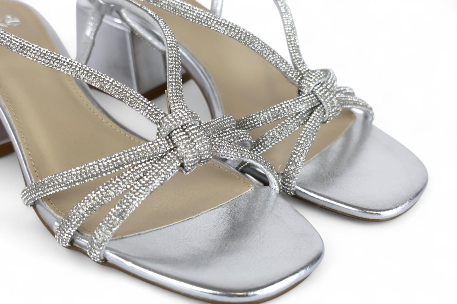 Exé sandalo donna in laminato argento e strass