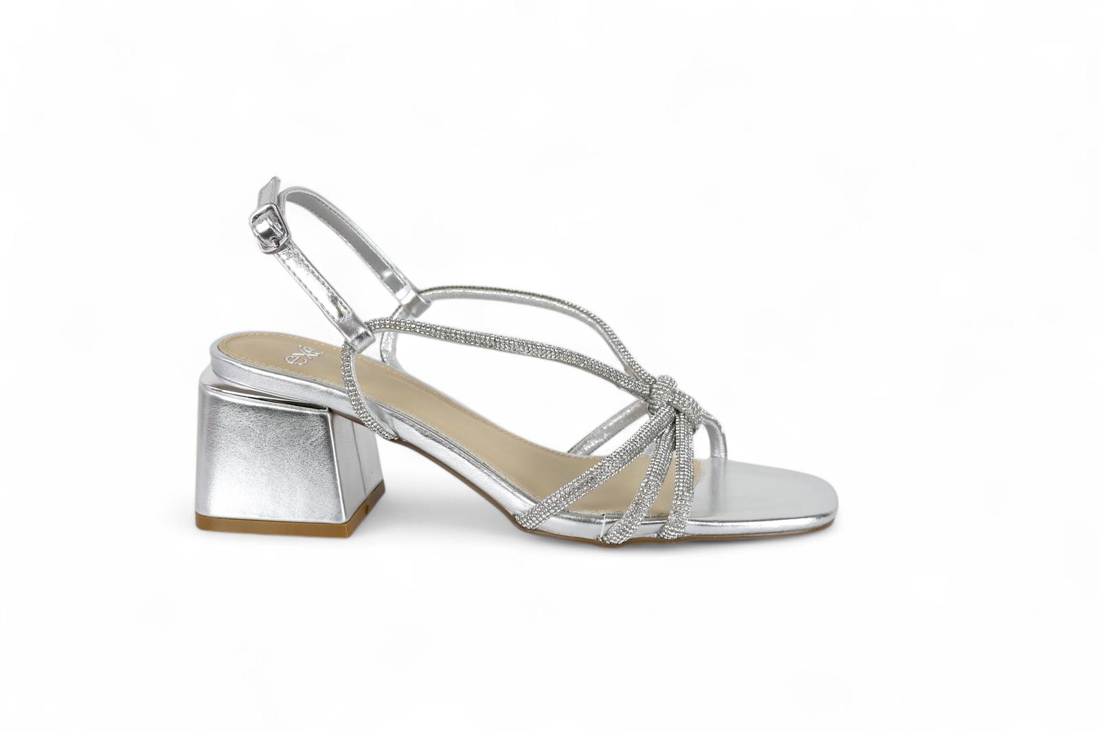 Exé sandalo donna in laminato argento e strass