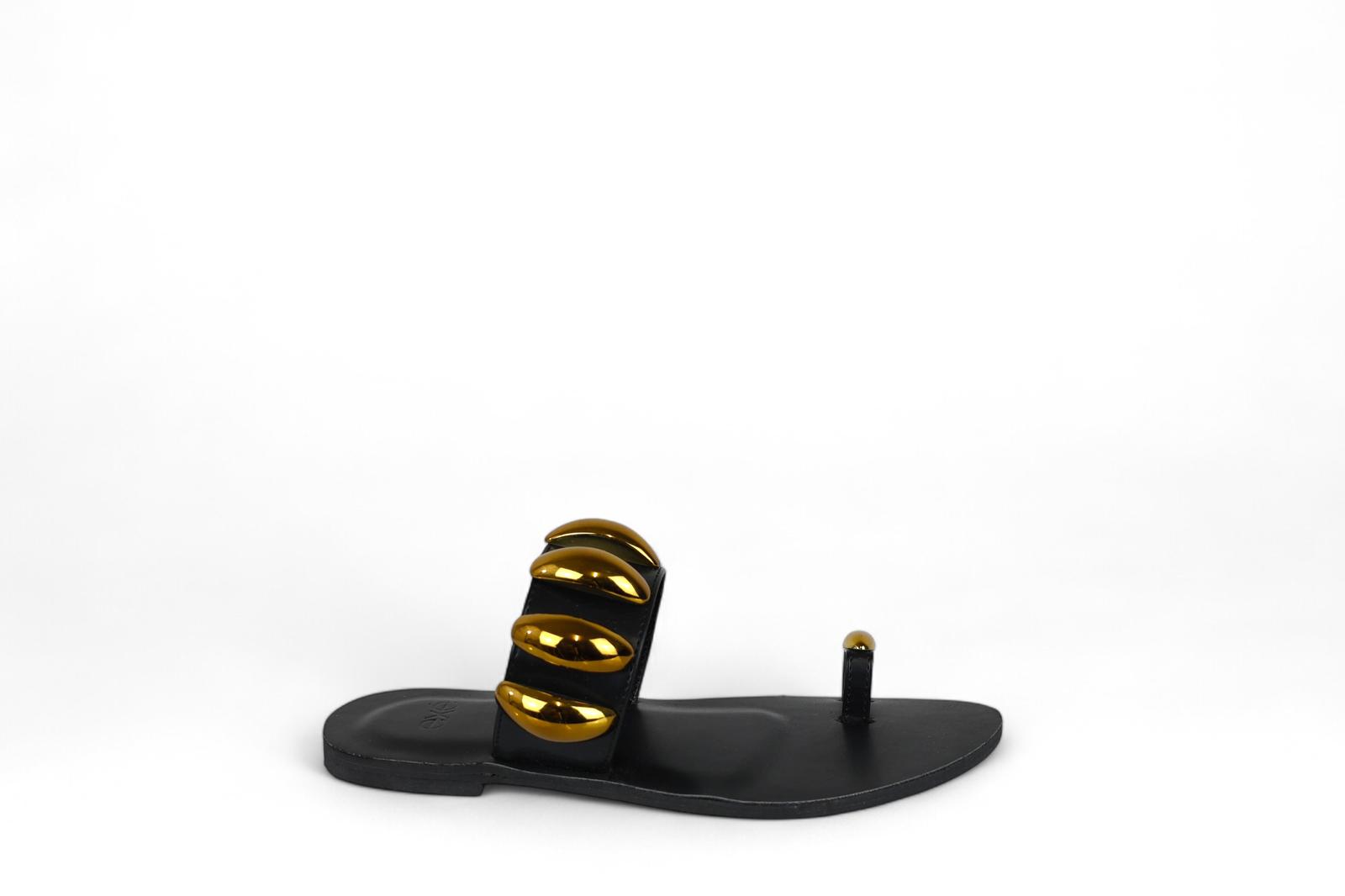 Exé infradito donna con fascia e dettagli bronzo