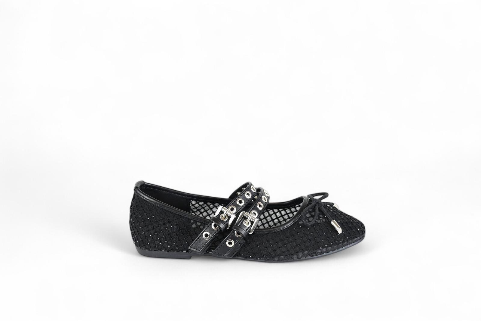 Exé ballerina in rete con microstrass e doppio passante con rivetti