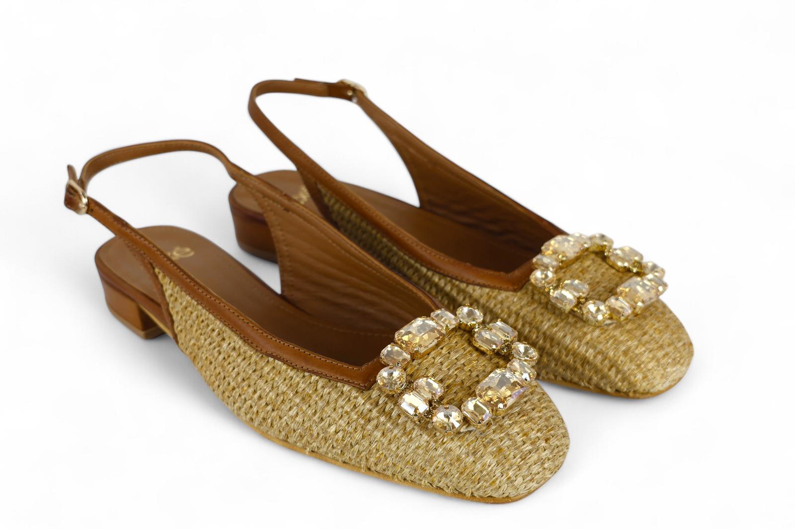 Exé chanel donna in rafia bicolore con accessorio gioiello