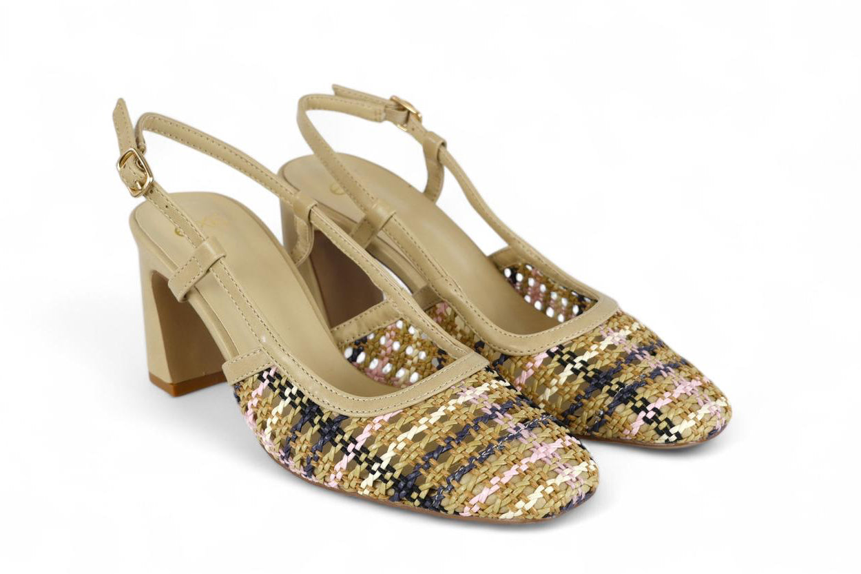 Exé slingback donna intrecciato multi beige