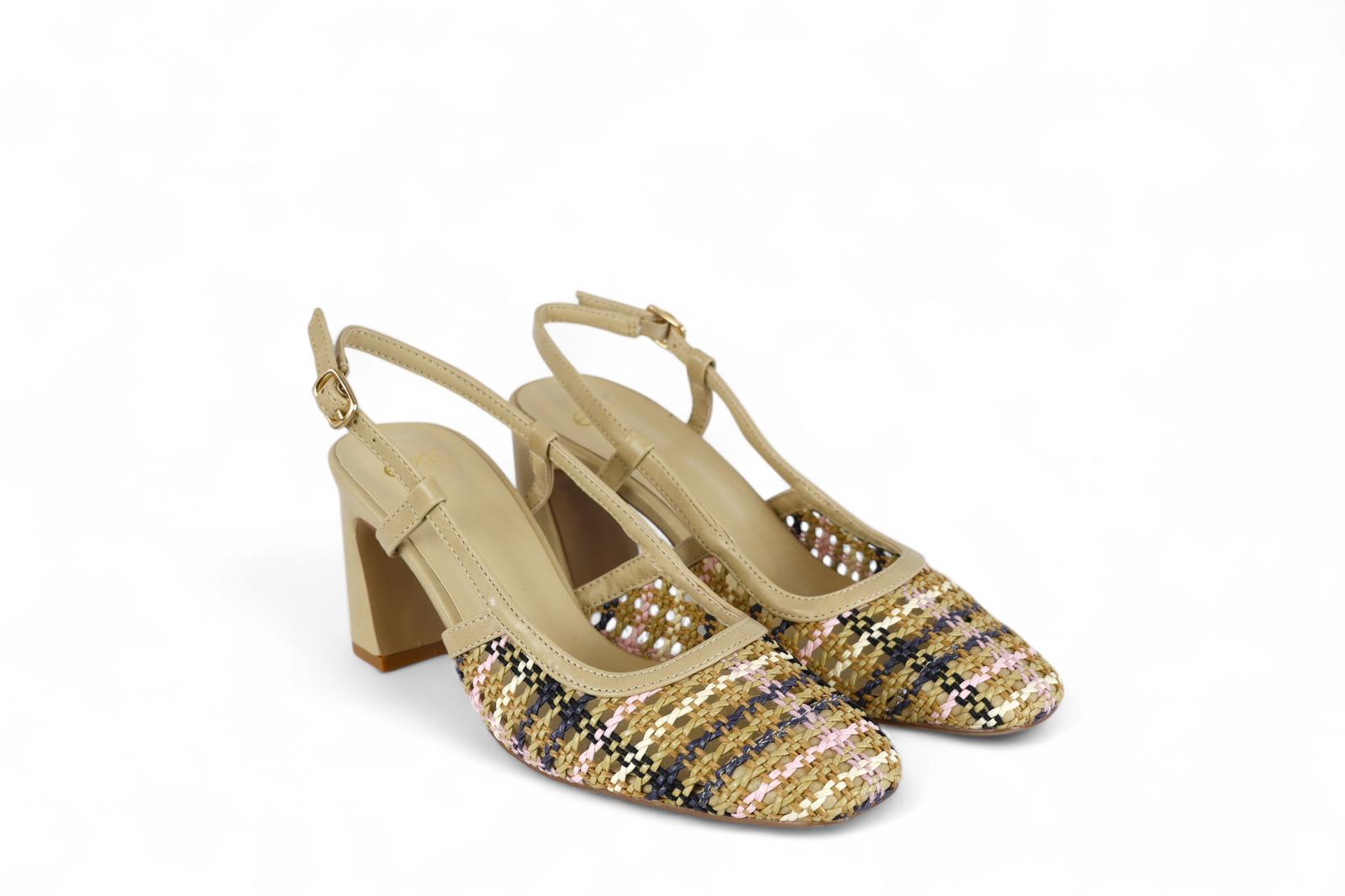 Exé slingback donna intrecciato multi beige