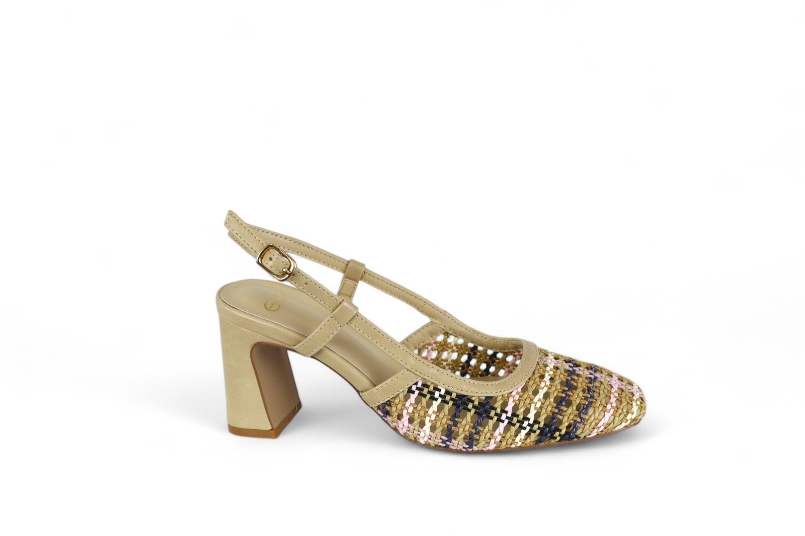Exé slingback donna intrecciato multi beige