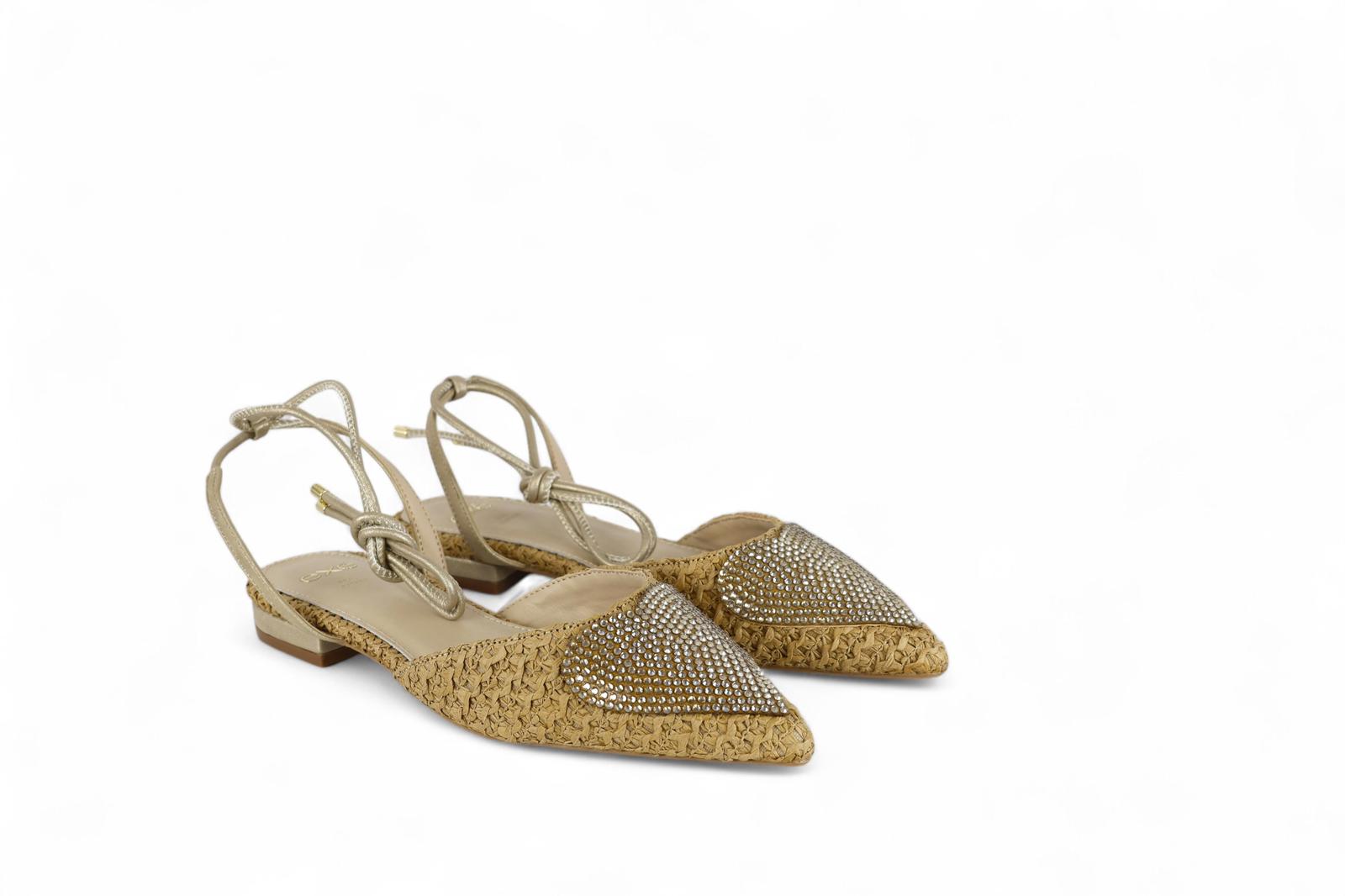 Exé slingback donna alla schiava in rafia con dettaglio cuore strass