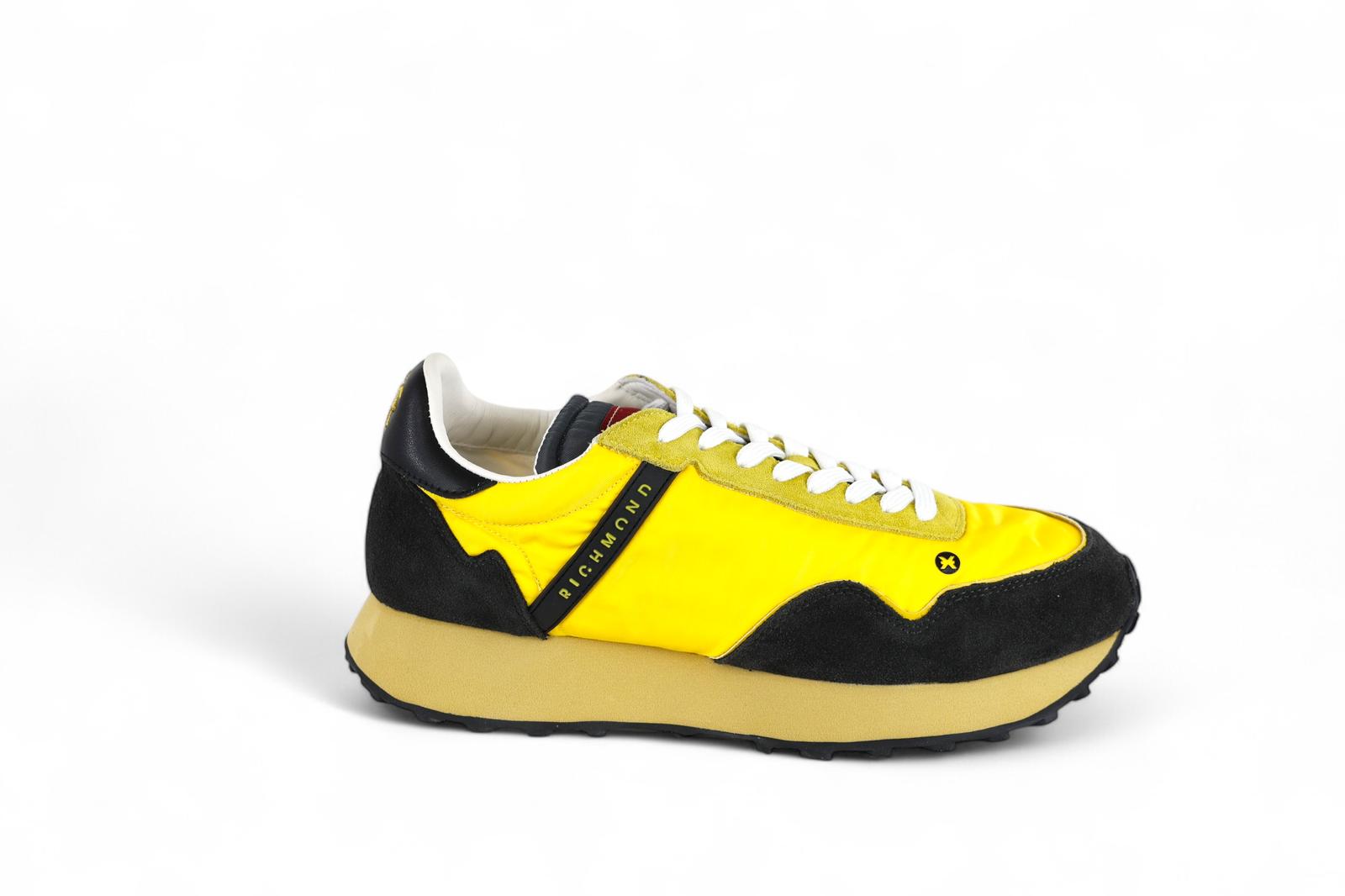 John Richmond sneaker uomo in suede antracite e nylon giallo