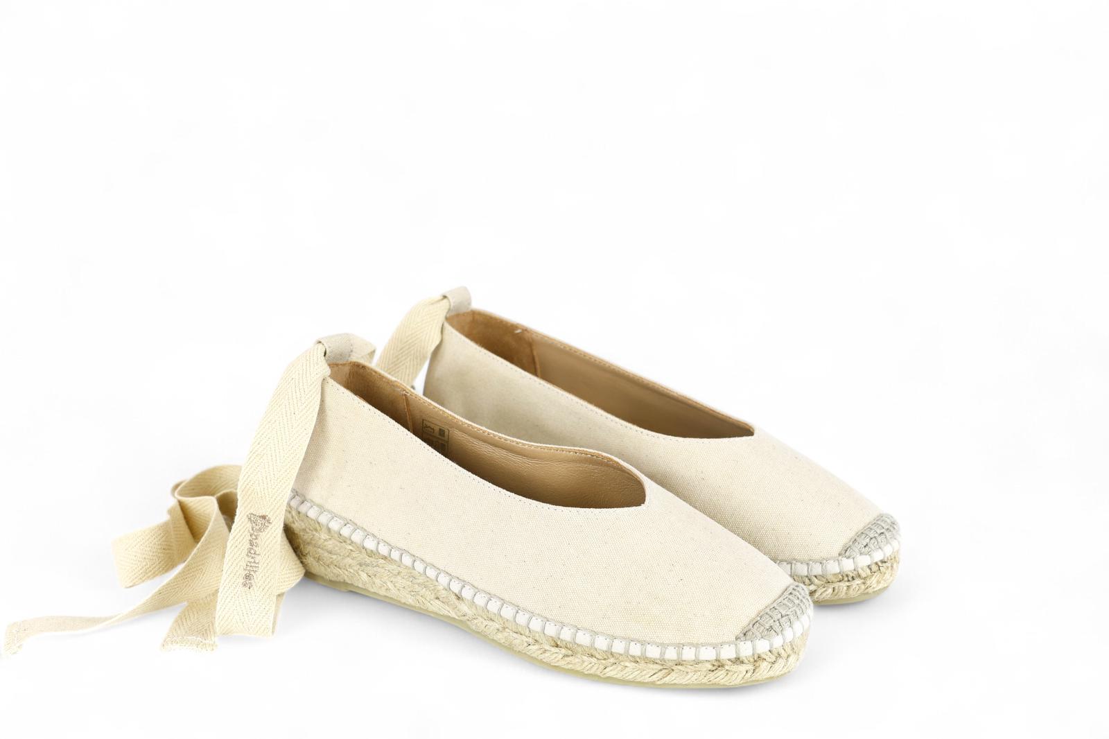Espadrilles ballerina donna in tessuto color crema