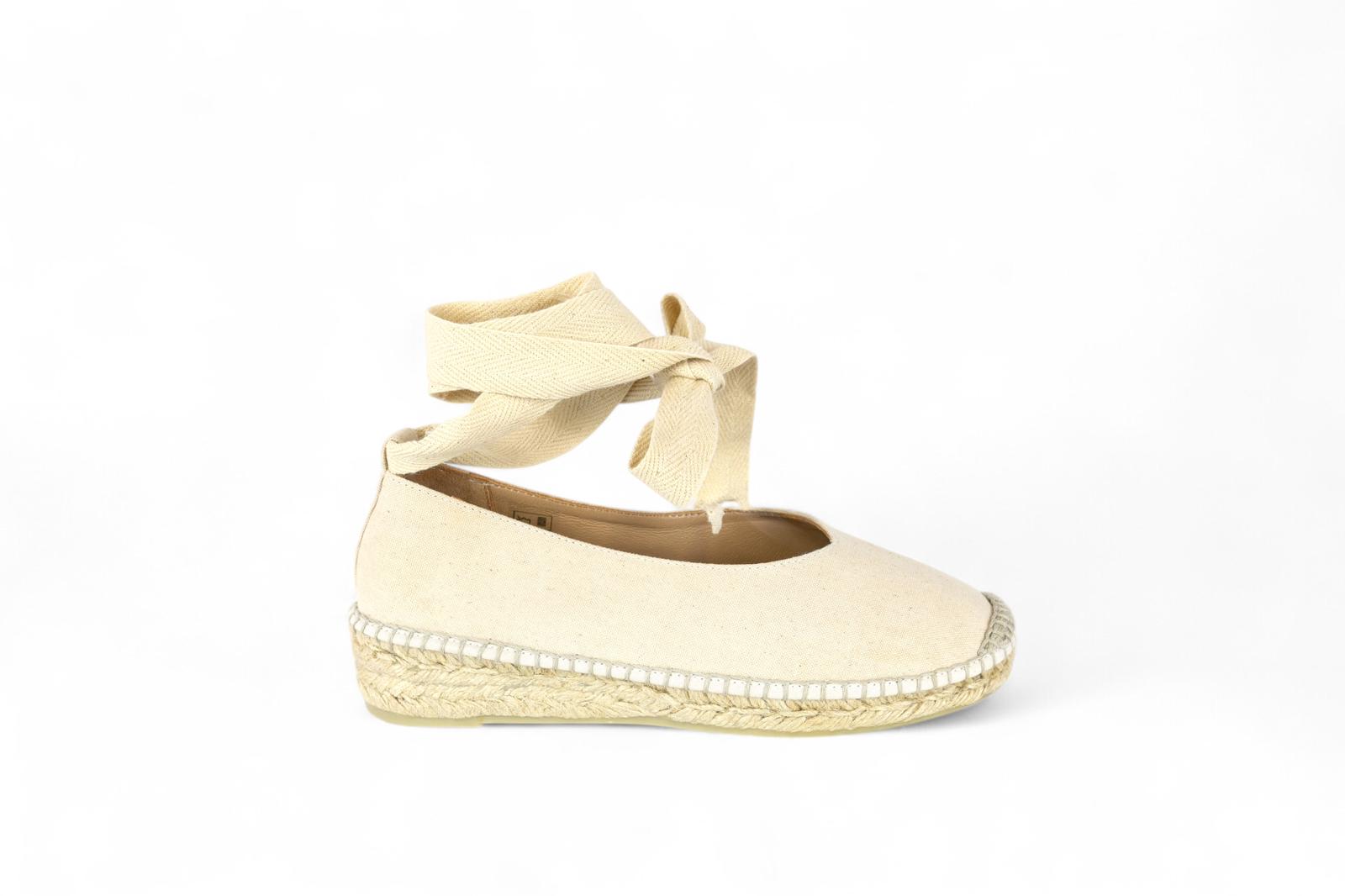Espadrilles ballerina donna in tessuto color crema