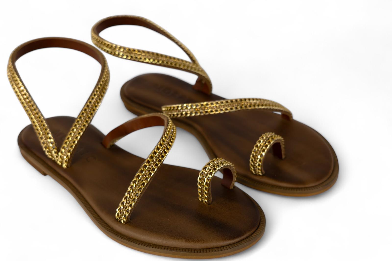 Mosaic sandalo donna infrapollice con catena oro