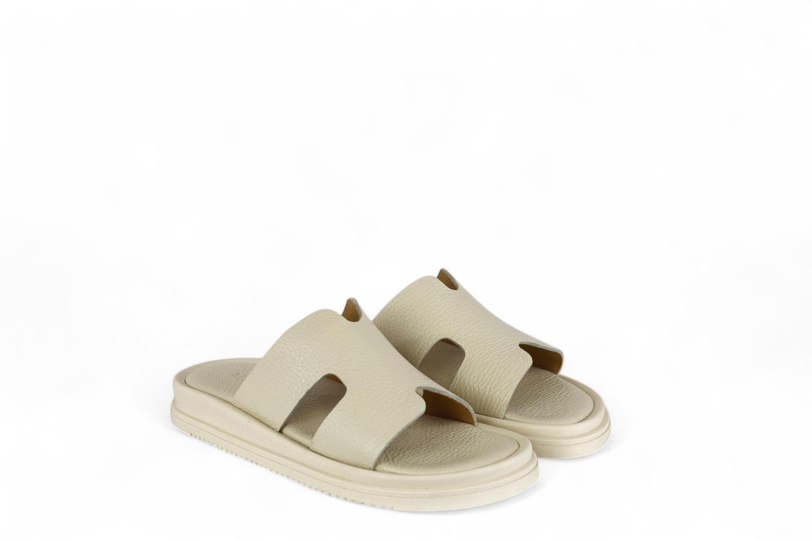 Mosaic slider donna in pelle bottalata panna