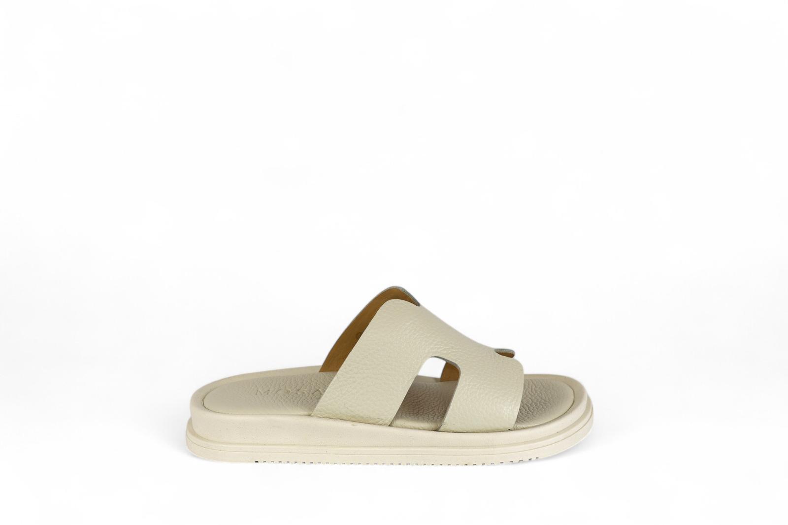 Mosaic slider donna in pelle bottalata panna